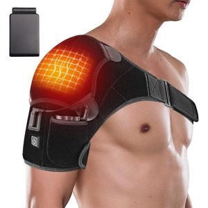 Heated Shoulder Brace Wrap with Battery,Portable Electric Wireless Heating Pad with Hot Cold Therapy for Left Right Shoulder,Cordless Shoulder Heating Pad for Men Women