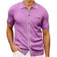 thumbnail image 1 of Chemises pour Hommes Mode Homme Tricot Décontracté Couleur Unie Manches Courtes Col Rabattu Blouse Chemise, 1 of 6