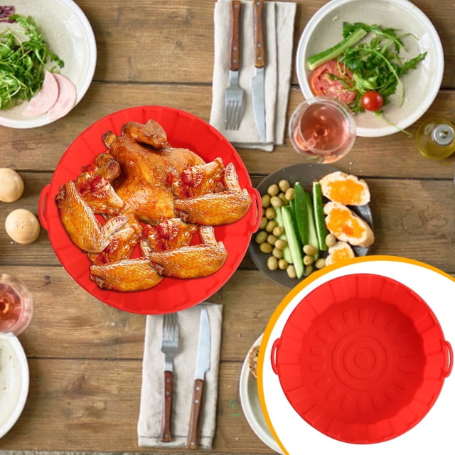TIMIFIS Air Silicone Pot en pour Friteuse à Chaud, Doublures en Silicone pour Friteuse à Air Chaud Rondes Sûres pour les Aliments Antiadhésives Accessoires de Panier de Friteuse à Air, Remplacement Réutilisable du Papier Parchemin Inflammable Convient