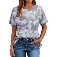 thumbnail image 5 of Hauts d'Été pour Femmes DYTTDG T-shirt à Fleurs Mode pour Femmes Grande Taille Col Rond Manches Courtes Décontracté Ample Tee Haut Hauts pour Femmes Liquidation Moins de 10 Multicolore,TTTG, 5 of 5