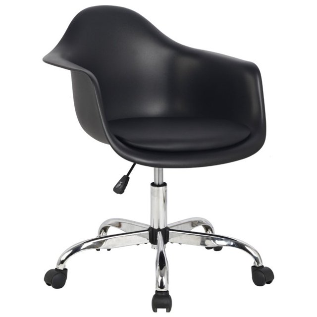 Hodedah Chaise de Bureau/bureau Pivotante Réglable Arrière en Plastique en Noir