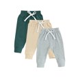 thumbnail image 1 of Faithtur Toddler 3 Piece Long Pants Winter Baby Solid Color Slim Fit Ribbed Bottom Infant Knitted Pull-Up Pants, 1 of 9
