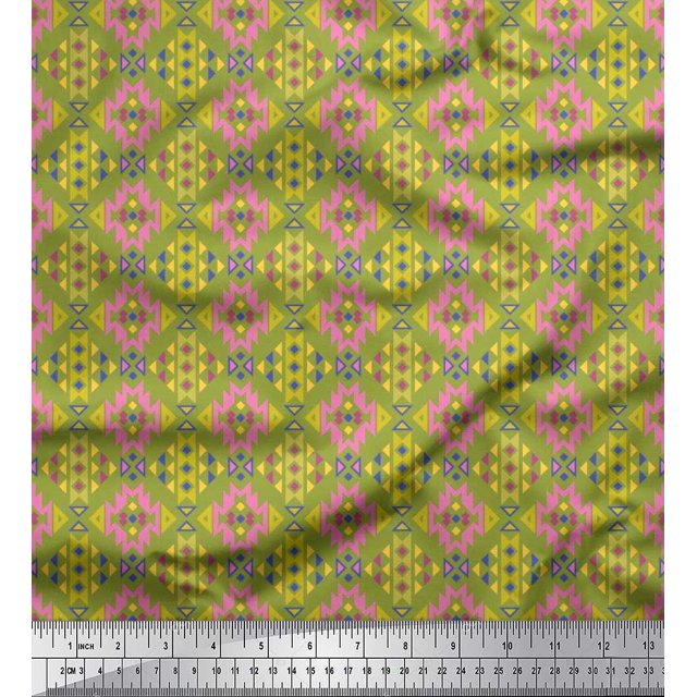 Soimoi Cotton Poplin Fabric Aztec Geometric Decor Fabric Printed Yard 56 Inch Wide