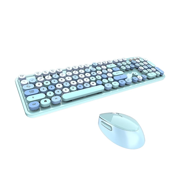 Mofii Sweet Keyboard Combo Mixed Color 2.4G Wireless Keyboard Set Circular Suspension Key for PC Laptop Blue