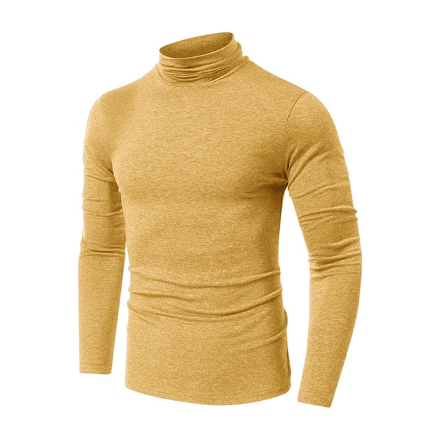 XZNGL Fall/winter Turtleneck Neck Mens Solid Color Long Sleeves Bottoming Shirt