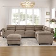 thumbnail image 3 of Bonzy Home Canapé Sectionnel Convertible pour Salon avec Ottoman Brun, 3 of 8