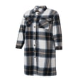 thumbnail image 2 of Women Plaid Windbreaker Coat Button-down Long Sleeve Lapel Jacket With Pockets Fall Spring Outwear, 2 of 6