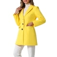 thumbnail image 4 of INSPIRE CHIC Women's Coat Solid Color Notched Lapel Single Breasted Winter Peacoat Yellow L, 4 of 6