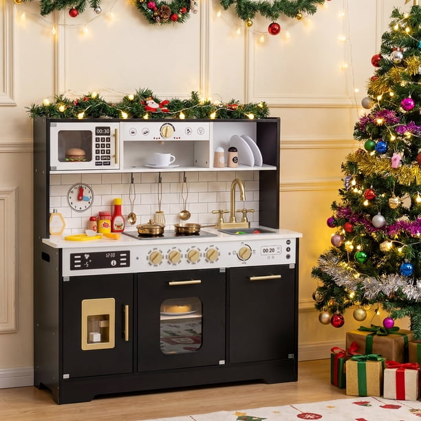 Costway Cuisine Enfant En Bois Avec Effets Sonores & Lumières Réels,jeu D'imitation Pour Garçon Fille De 3 Ans+ Blanc à Prix Costway Cuisine Enfant En Bois Avec Effets Sonores & Lumières Réels,jeu D'imitation Pour Garçon Fille De 3 Ans+ Blanc à Prix