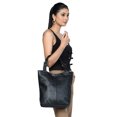 thumbnail image 2 of Sharo Classic Leather Soft Leather Black Hobo Tote Handbag, 2 of 6