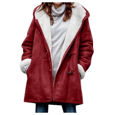 UPPADA Shacket Jacket Women Winter Coats for Women 2024 Plus Size Fleece Jackets Thermal Hooded Fashion Overcoats Button Down Pockets Outerwear Abrigos De Mujer Invierno