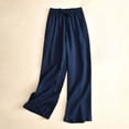 thumbnail image 2 of VEKDONE Womens Cotton Linen Long Pants Navy XL, 2 of 5