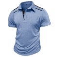 thumbnail image 3 of Styesk T Shirts for Man Fashion Solid Color Leisure Versatile Motion Button T-shirt Lapel Top, 3 of 5