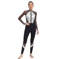 thumbnail image 1 of Jizyo Women's Long Sleeve Dance Unitard Shiny Rhinestone Full Body Suits One Piece Jumpsuits White L, 1 of 5