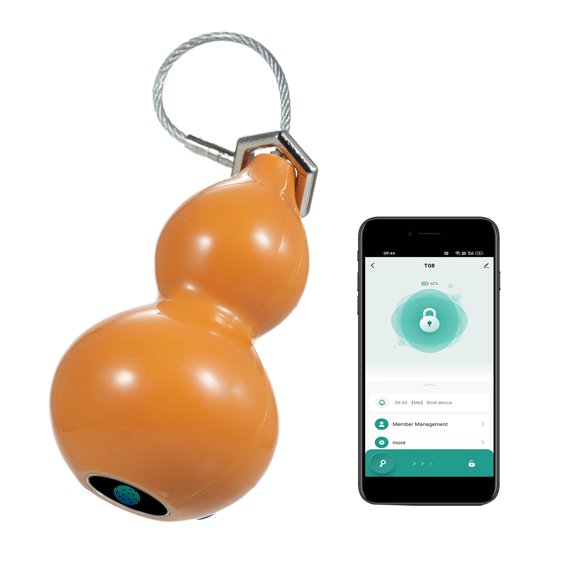 yeacher Smart Fingerprint Padlock with TUYA App Control, IP65 Waterproof, 20 Fingerprint Capacity, Rechargeable Battery, Yellow T08D for Doors, Fences, Cabinets, and More