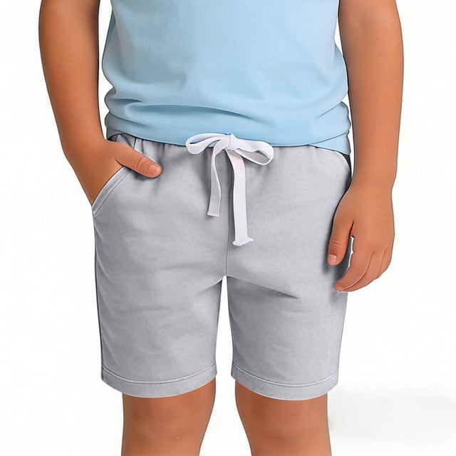 HOZADOIE Boys Basketball Shorts Pure Cotton Spring Summer Solid Color Elastic Drawstring Waist Breathable Casual Athletic Shorts with Pockets 1-11 Years