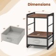 thumbnail image 3 of Gymax Table de Chevet Industriel 2 Pcs avec Tablette de Rangement Ouverte et Tiroir en Tissu, 3 of 10