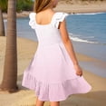 thumbnail image 5 of MIASHUI Robes pour Filles à Manches Volantées, Extensibles, Coupe Trapèze Évasée, Robe d'École, Rose Pâle, 4-5 Ans, 5 of 5