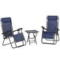 thumbnail image 1 of Outsunny Ensemble de Chaise Longue Zéro Gravité avec Table d'Appoint, Chaise Longue de Patio, Porte-Gobelets et Appuie-Tête Réglable, Bleu, 1 of 9