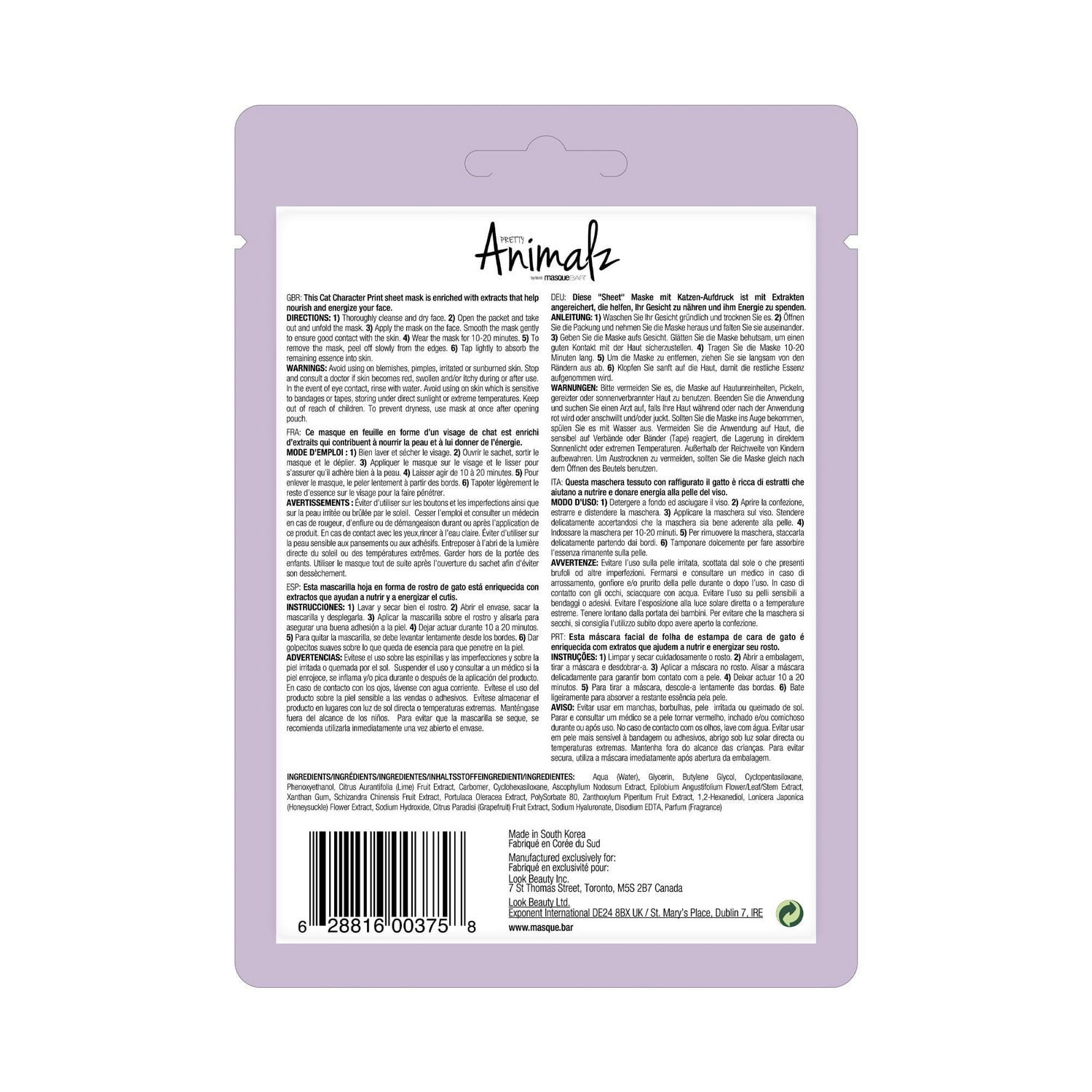 Pretty Animalz Cat Sheet Mask