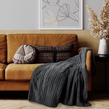 Faux Fur Throw Gray