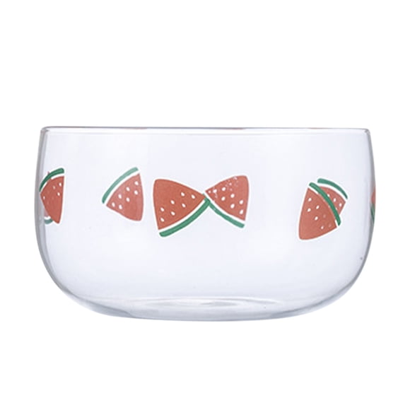 Under 15$ Oimcto Home Heat-Resistant Microwave-Safe Fruit Salad and Dessert Bowl,Bowls 500Ml High Borosilicate Glass Salad Dessert Bowl with Cute Strawberry Watermelon Orange Printing