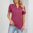 thumbnail image 2 of Birdeem T-Shirt à Manches Courtes Uni Col Mode pour Femmes Blouse Ample, 2 of 7