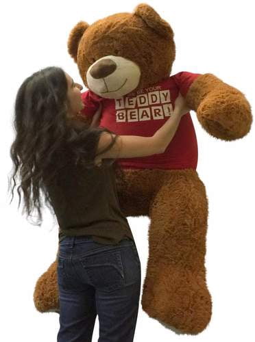 5 Foot Giant Teddy Bear 60 Inches Soft Cinnamon Brown Color Wears LET ME BE YOUR TEDDY BEAR T-shirt