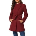 thumbnail image 1 of INSPIRE CHIC Manteau Trench Long Classique d'Hiver pour Femme à Col Montant avec Ceinture à Nouer S Rouge Foncé, 1 of 6