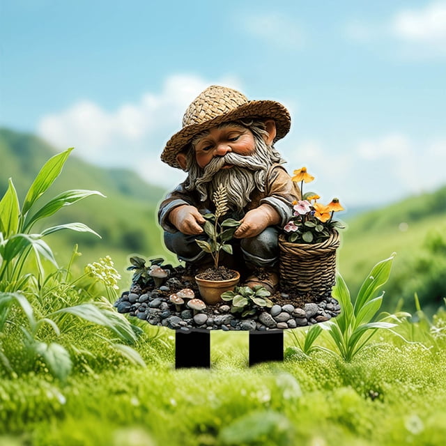 Nilvkv Dwarf Ground Planting Decoration 2D Garden Stake Outdoor Ground Planting Potted Planting Decoration