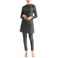 thumbnail image 1 of Innerwin Ladies Bathing Suit Three Pieces Swimsuit Muslim Style Crew Neck Swimwear Full Coverage Seaside Gray XXL, 1 of 4