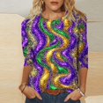 thumbnail image 2 of Penkiiy Blouse Carnaval Manches 3/4 Chemise de Printemps Quotidienne Tee Imprimé Masque Blouse Mardi Gras Col Rond 2024 Tee Tunique Habillée S Multicolore, 2 of 5