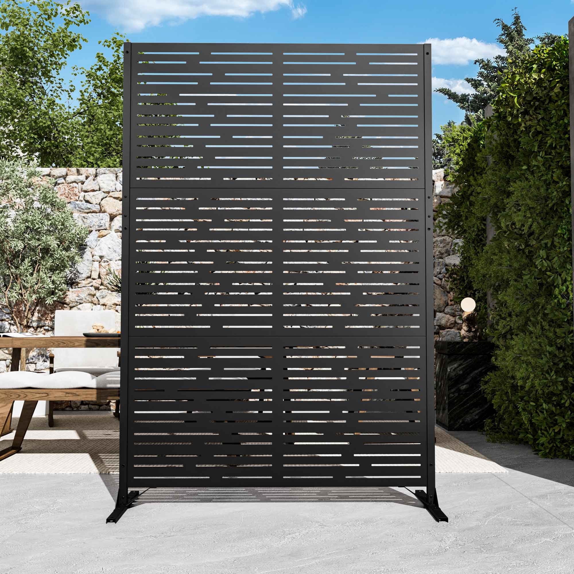 Modern Shade Écran d'Intimité en Métal 4 X 6 Pi, Panneau Décoratif Modulaire, Clôture Extérieure Autoportante Résistante aux Intempéries et Séparateur de Jardin (Code Métro)