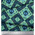 thumbnail image 2 of Soimoi Green Cotton Cambric Fabric Check & Geometric Print Sewing Fabric Yard 56 Inch Wide, 2 of 5
