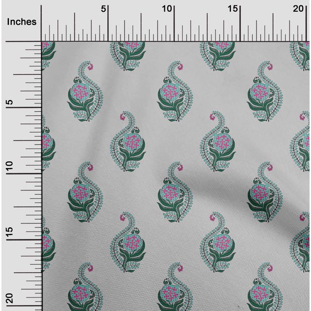 oneOone Cotton Flex Fabric Leaves & Floral Block Print Fabric By Yard 40 Inch Wide