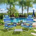 thumbnail image 1 of Gymax Ensemble 3 Pcs Chaise de Plage Pliante et Table Extérieur Chaise Inclinable Réglable, 1 of 10