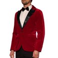 thumbnail image 4 of INSPIRE CHIC Men's Velvet Blazer One Button Party Prom Tuxedo Dinner Suit Jacket M Red, 4 of 7