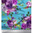 thumbnail image 1 of Soimoi Poly Georgette Fabric Leaves & Rose Flower Print Sewing Fabric Yard 52 Inch Wide, 1 of 3