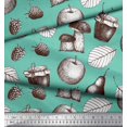 thumbnail image 3 of Soimoi Rayon Fabric Mushroom, Pear Fruits Print Sewing Fabric Yard 42 Inch Wide, 3 of 3