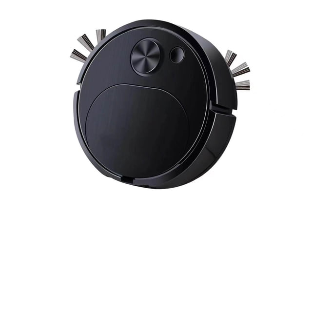 Smart Robot Vacuum Cleaner - 3-in-1 Sweeping, Mopping & Suction for Hard Floors, designed in a sleek black finish with side brushes for thorough cleaning. Features smart mapping navigation, automatic obstacle avoidance, and a 400mAh lithium battery for extended low-noise operation. Ideal for hard floors, it includes USB charging, a wet mop upgrade, and multifunctional cleaning capabilities.