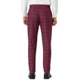 thumbnail image 3 of INSPIRE CHIC Men's Plaid Slim Fit Flat Front Dress Pants with Pockets 34 Burgundy, 3 of 7
