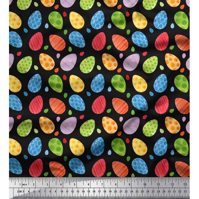 Soimoi Rayon Fabric Egg Easter Print Sewing Fabric Yard 56 Inch Wide