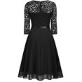 thumbnail image 5 of Robes pour Femmes 2023 Mode Femme Uni Dentelle Manches 3/4 Corset Évasée Col en V Robe de Soirée Robes de Soirée pour Femmes Élégante Chic en Liquidation, 5 of 5