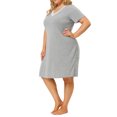 thumbnail image 4 of GRACE & GRANDEUR Nuisettes pour Femmes Grande Taille en Dentelle à Col en V à Manches Courtes Pyjama Tenue de Nuit Robe 2X Gris Pâle, 4 of 7