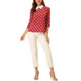 thumbnail image 2 of INSPIRE CHIC Blouse à Col Peter Pan Contrastant pour Femmes, Rentrée Scolaire, Manches 3/4, Chemises, m Rouge Blanc, 2 of 7