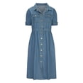 thumbnail image 4 of Robe d'Été pour Femmes 2024 Mode Grande Taille Printemps/ Col à Revers Boutonnée Décontractée Bouton Poche Robe en Denim Rabais de 50 % Liquidation!, 4 of 6