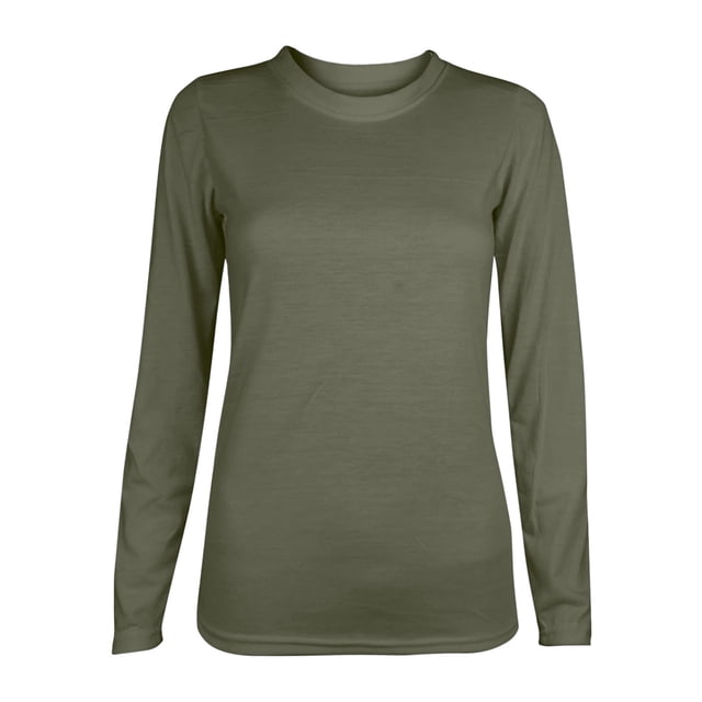 MeetoTime T-Shirt pour Femme, Tunique Basique à Manches Longues et Col Ras du Cou en Vert olive Uni. Conçue pour une Tenue Décontractée, Superposition Ou Usage Autonome, Cette blouse Est Fabriquée en Tissu Doux et Respirant pour le Confort. Convient au Travail, aux Voyages Ou aux Sorties Quotidiennes.