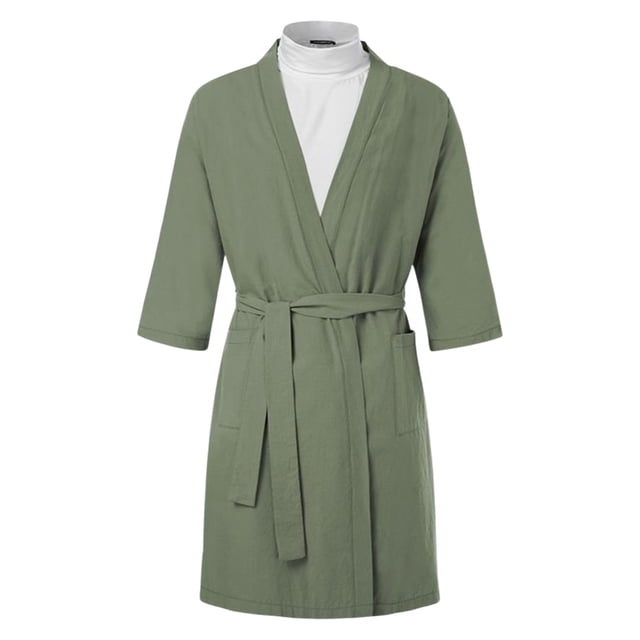 TheFound Men? s Solid Color V-Neck Half Sleeve Night-Robe with Waist Belt