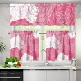 thumbnail image 3 of 3PCS Valentine''s Day Kitchen Window Curtain Set with 36" Length Tiers and Valance Rod Pocket Cafe Curtains Pink Rose Window Curtains Treatment, Home Collection, 3 of 5