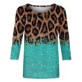 thumbnail image 4 of Qertyioot Hauts de Mode pour Femmes, T-shirt Ample Imprimé Mi-Long Manches 3/5 Blouse Col Rond Décontracté, 4 of 4